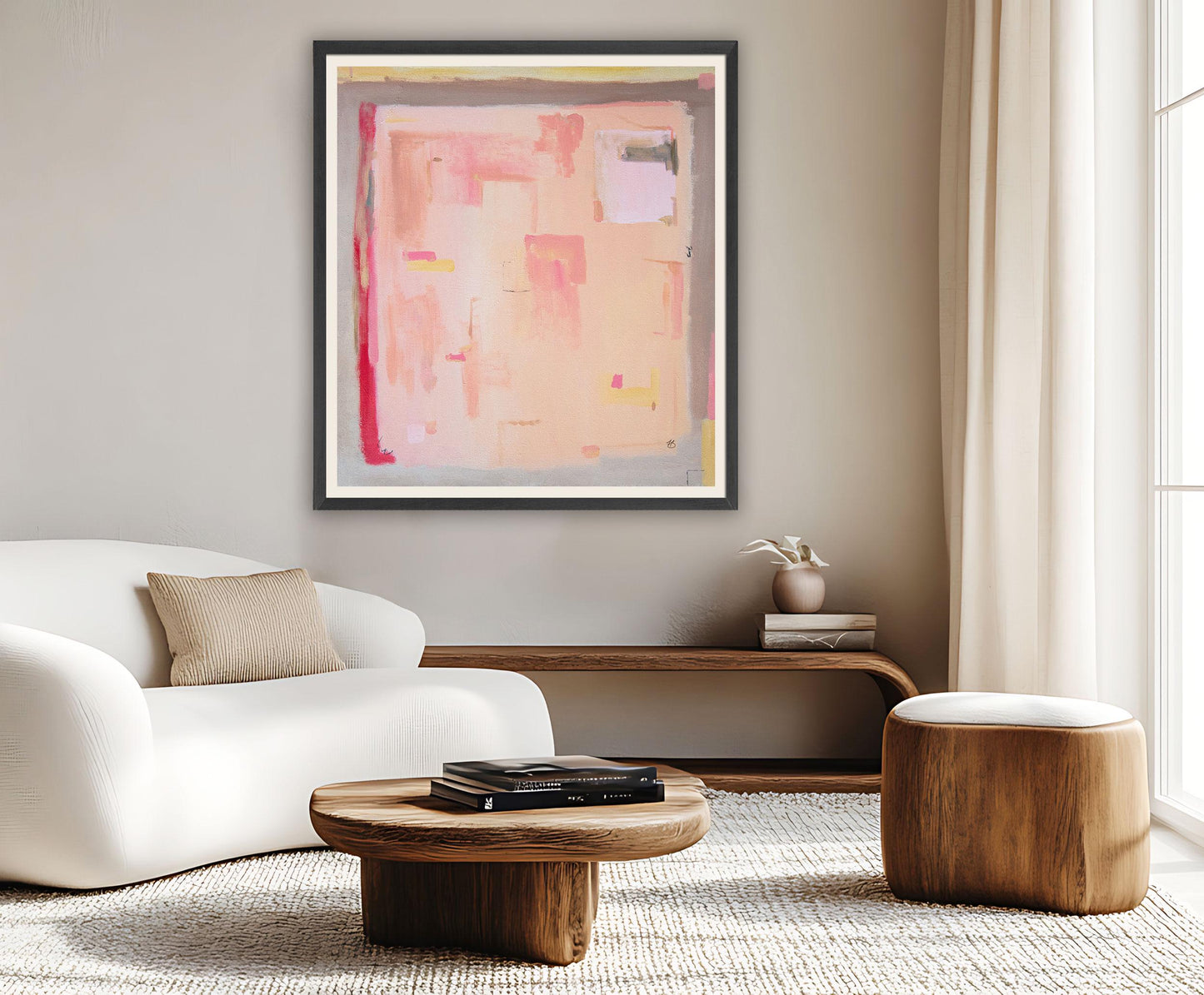 Pink Abstract Boho Upclose with signature of bottomright