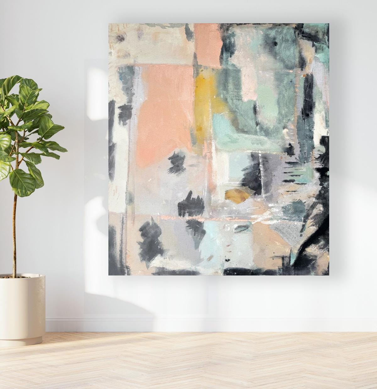 Trendy Chic: Pink Boho Abstract Art, Painting Print, Minimalist Textured, large minimalist, Modern textured aesthetic pastel multicolor