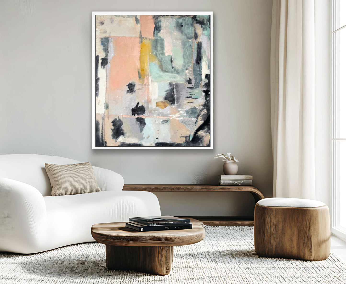 Trendy Chic: Pink Boho Abstract Art, Painting Print, Minimalist Textured, large minimalist, Modern textured aesthetic pastel multicolor