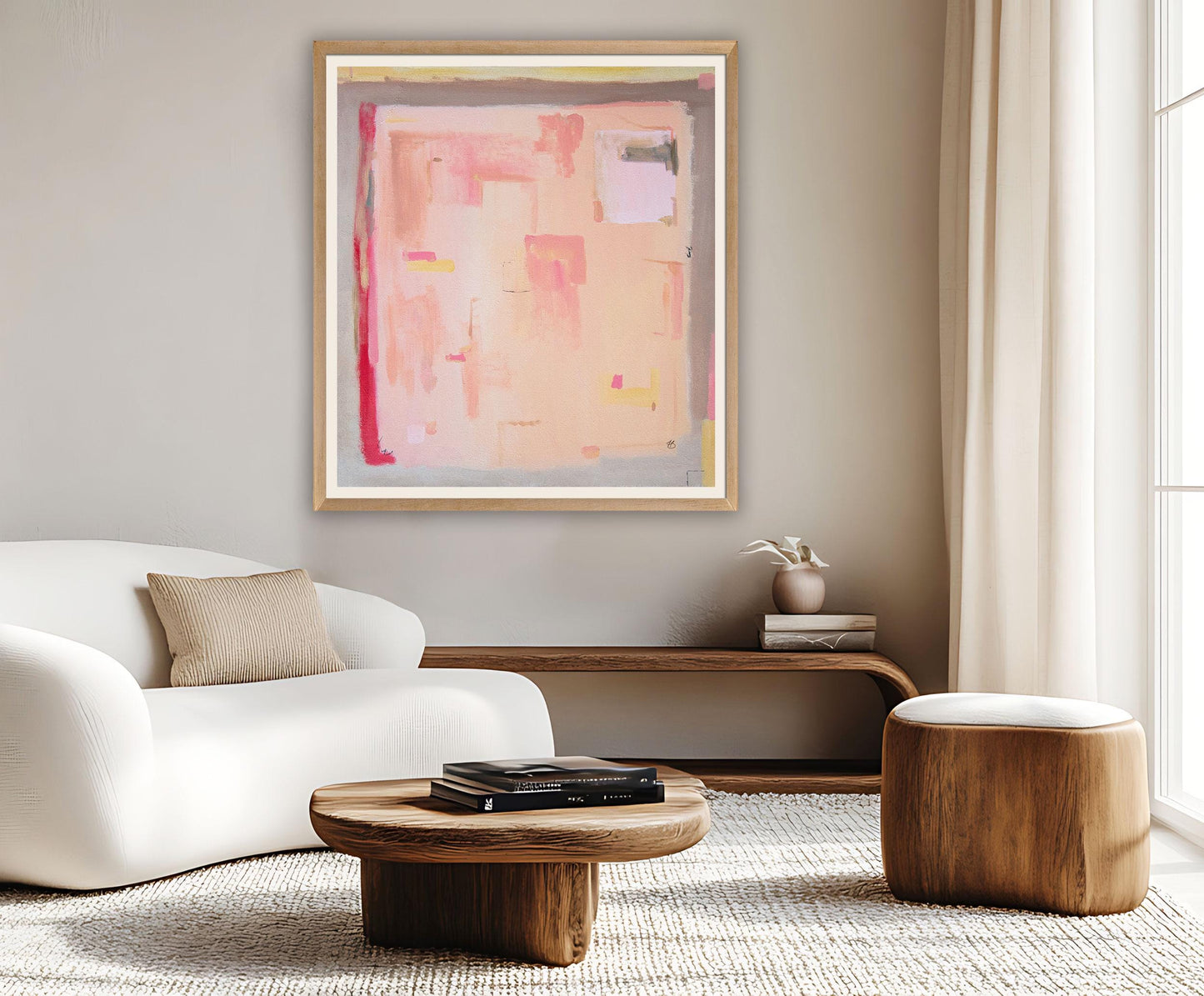 Pink Abstract Boho Upclose with signature of bottomright