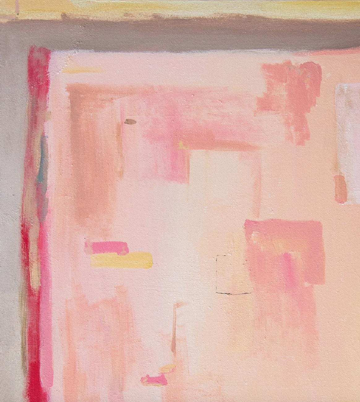 Pink Framed Abstract Large Wall Art - Print for Modern Boho Decor - Trendy Minimalist Vibe, Beige Painted Fine Art Canvas Print - Falon Brianne Art