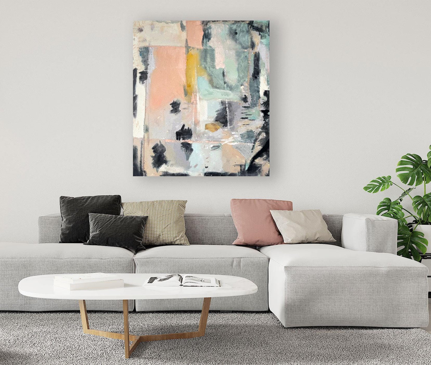 Trendy Chic: Pink Boho Abstract Art, Painting Print, Minimalist Textured, large minimalist, Modern textured aesthetic pastel multicolor