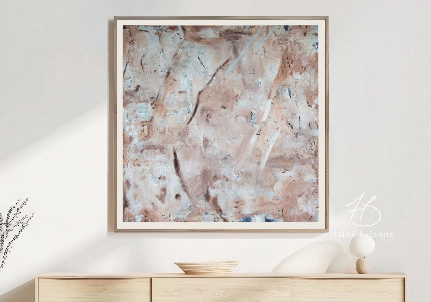 Neutral Abstract Painting Framed Print, large minimalist abstract art, Modern textured pastel multicolor, Trendy aesthetic large wall art