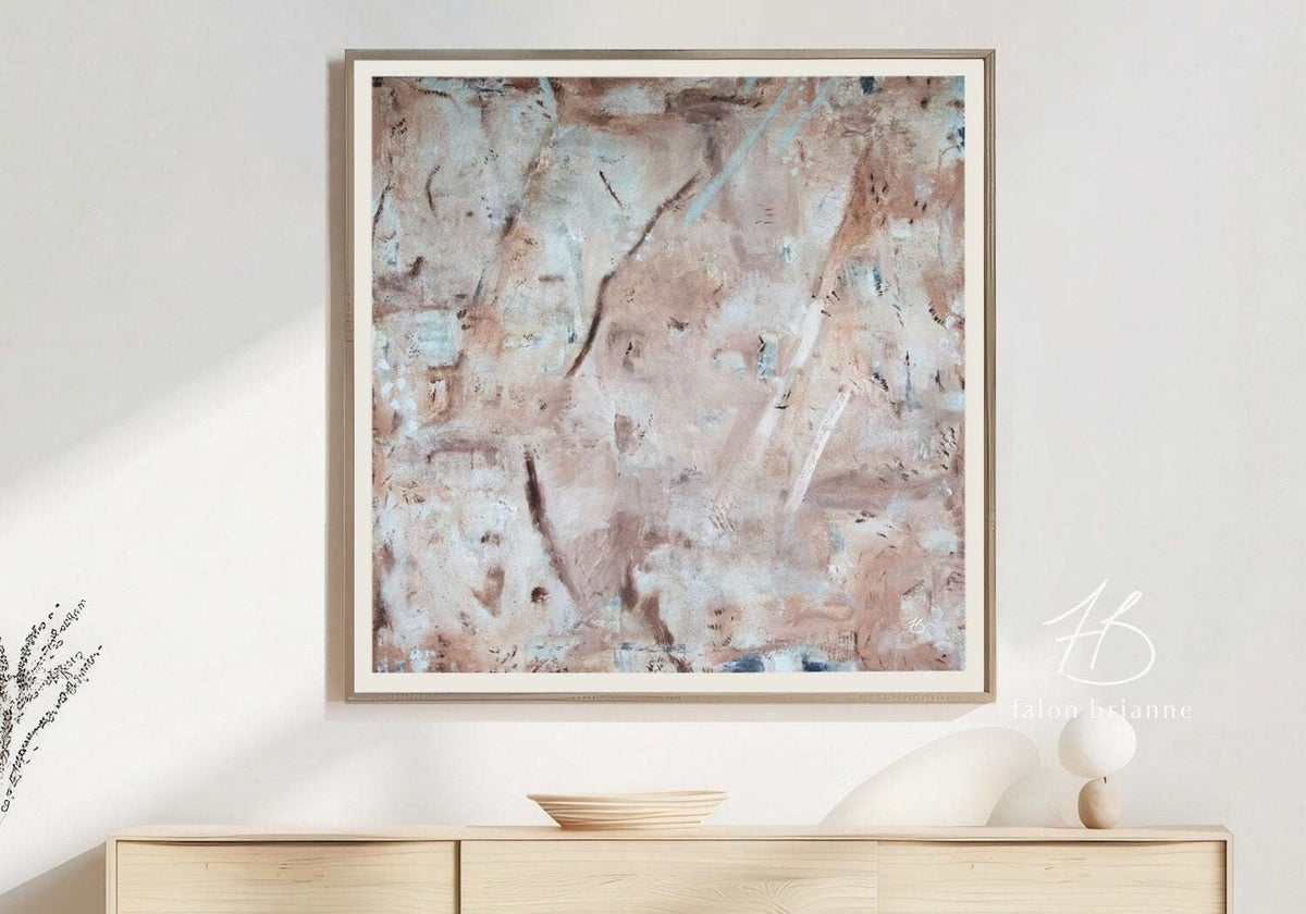 Neutral Abstract Painting Framed Print, large minimalist abstract art, Modern textured pastel multicolor, Trendy aesthetic large wall art