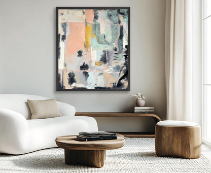 Trendy Chic: Pink Boho Abstract Art, Painting Print, Minimalist Textured, large minimalist, Modern textured aesthetic pastel multicolor