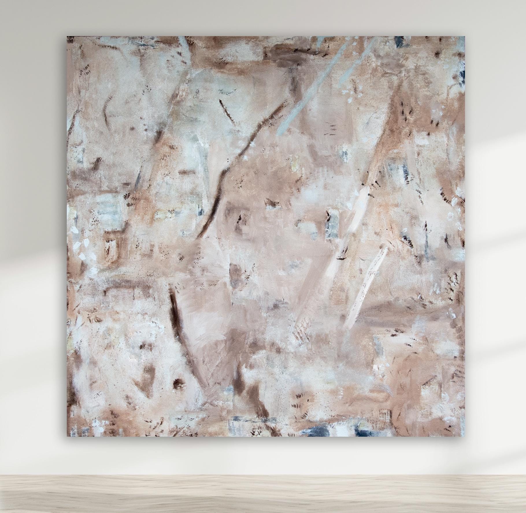Stone Marble Abstract Framed Canvas print, Neutral colors large minimalist art, Modern textured pastel rust, Trendy aesthetic large wall art