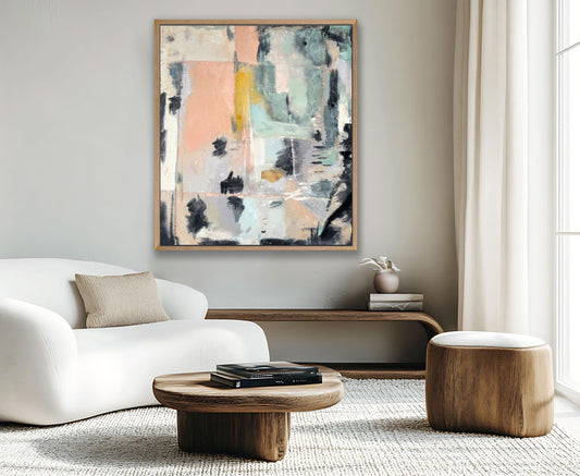 Trendy Chic: Pink Boho Abstract Art, Painting Print, Minimalist Textured, large minimalist, Modern textured aesthetic pastel multicolor